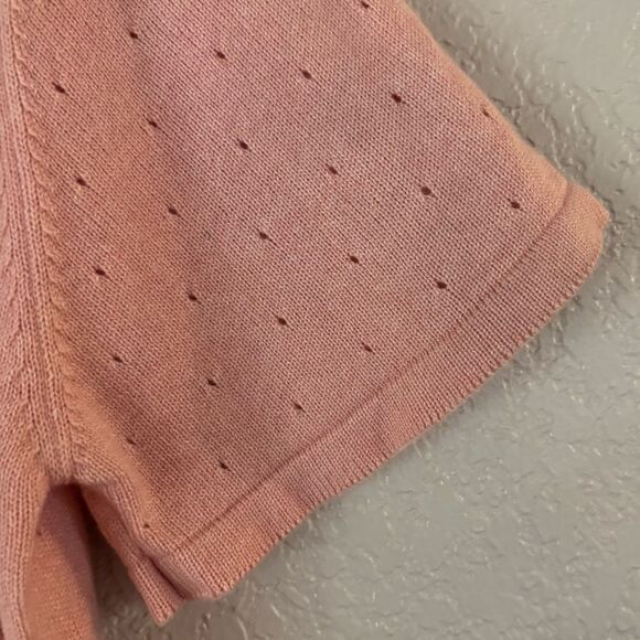 Vintage Clan Douglas Cashmere and Silk Blend Short Sleeve Pink Sweater Small - Picture 5 of 8